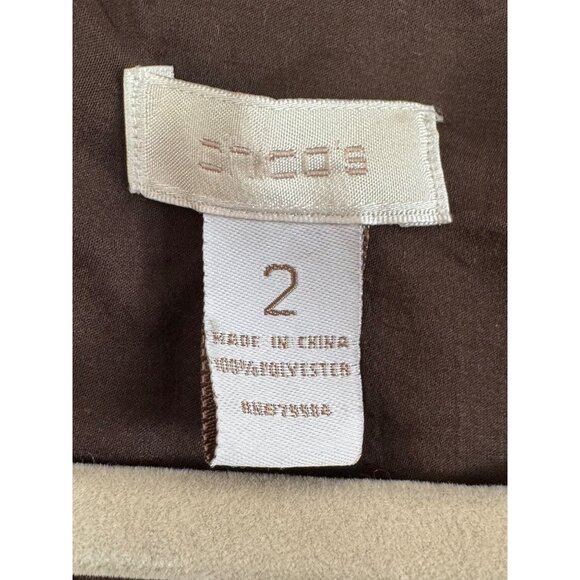 Chicos Sheer Brown Button-Up Blouse With Long Sleeves & V-Neckline  Size 2 - Picture 2 of 4